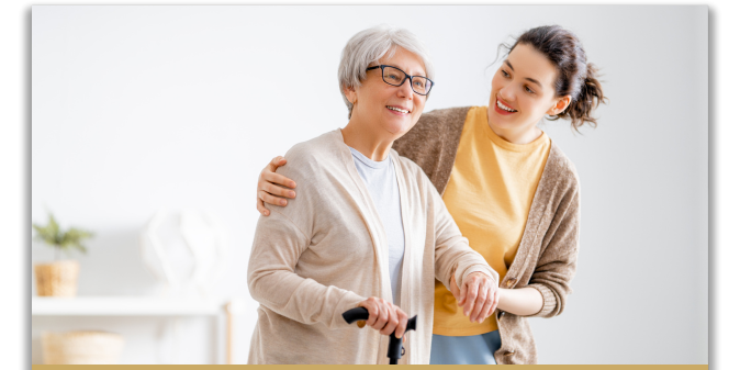 Older woman and health aid understanding medicare and medicaid