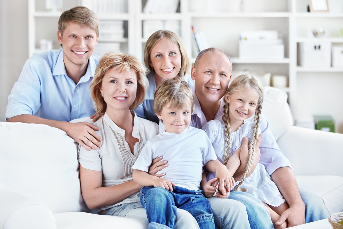 Happy big family at home